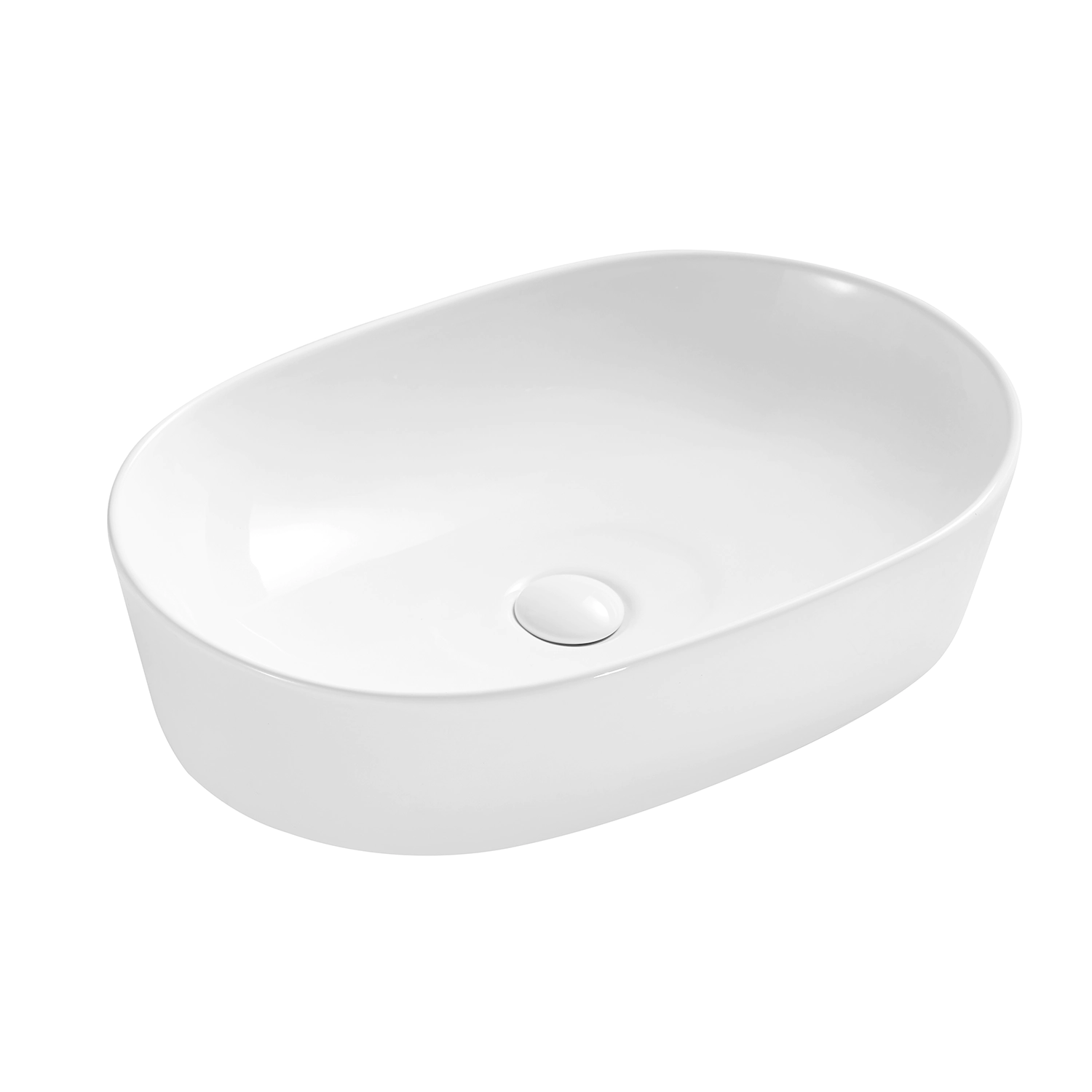 58cm / 23 inches oval ceramic vessel sink bathroom above counter basins without overflow and faucet hole